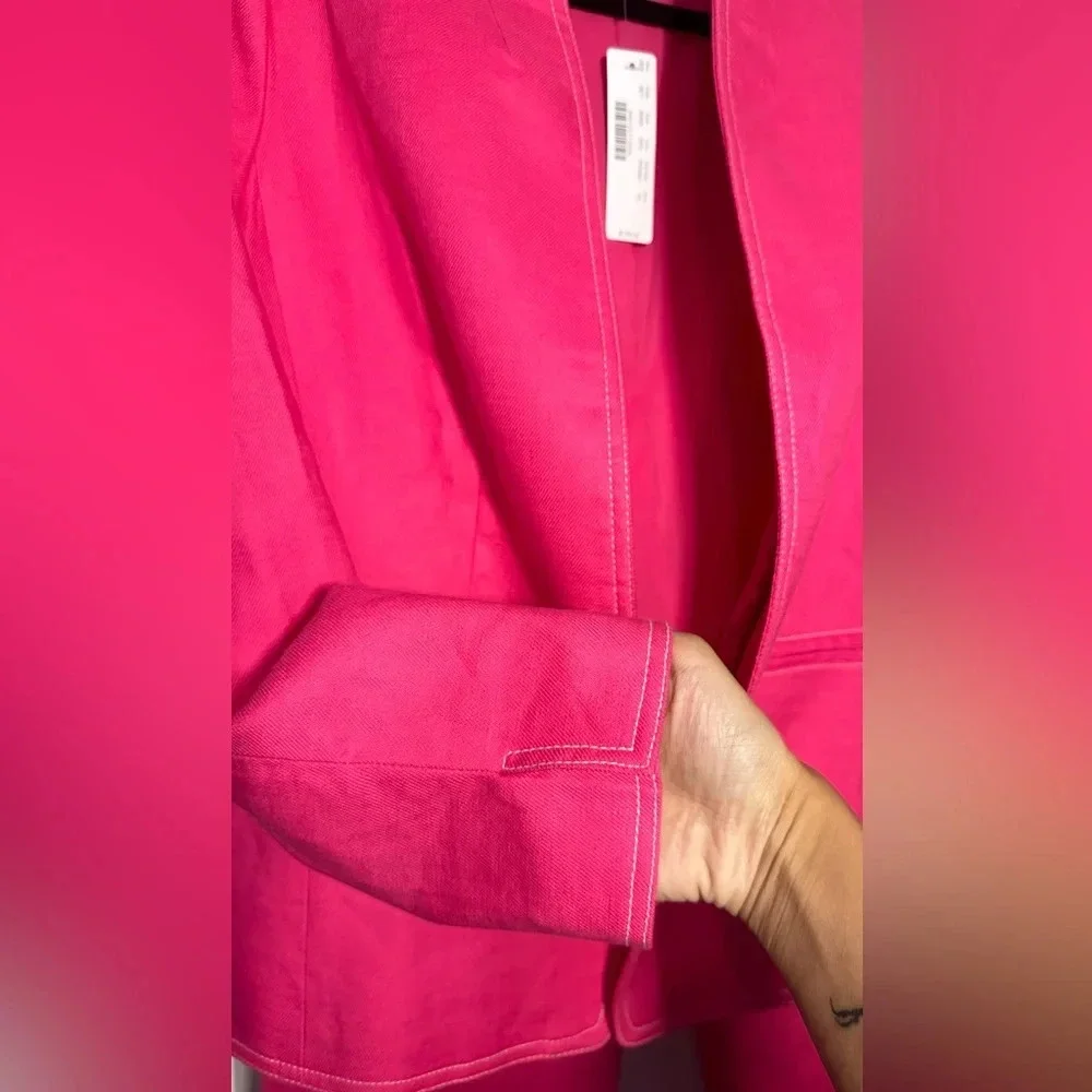 J Crew NWT Blazer (10) & NWOT Pants (8) Fuchsia Pink Stretch Linen